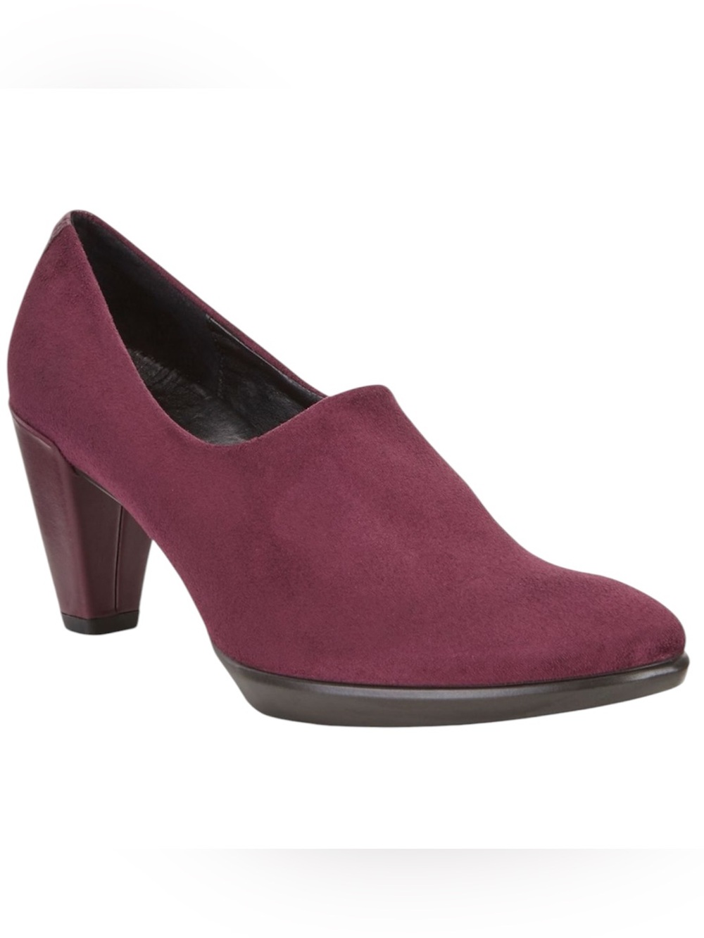 ECCO Shape 55 Plateau Shootie Dress Pump Bootie Bordeaux Burgundy Suede Size 38